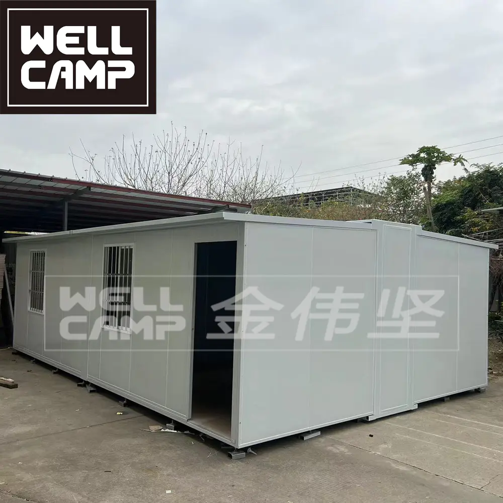WELLCAMP 20FT Expandable Camp House Ultra for Foldable House To Live In With Bathroom Two Bedrooms Container Accommodation Quick Installation
