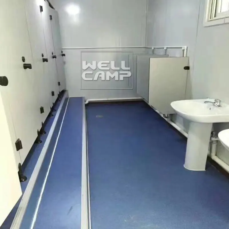 The guide of Wellcamp prefab flat pack container mobile toilet sitting toilet and wash basin