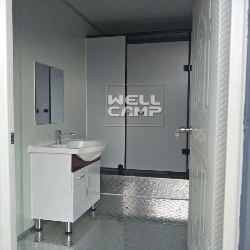 Wellcamp prefab flat pack container mobile toilet sitting toilet and wash basin prefabricated shower