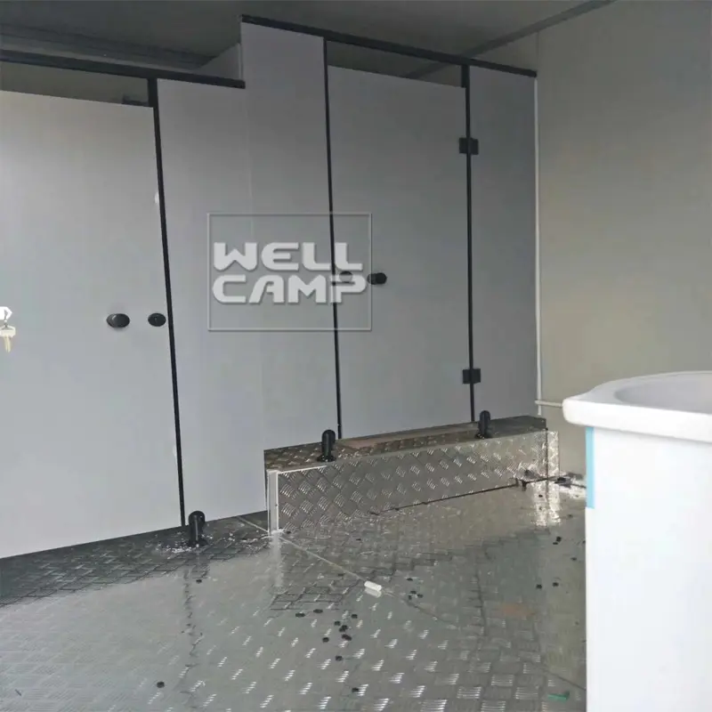 Wellcamp prefab flat pack container mobile toilet sitting toilet and wash basin prefabricated shower