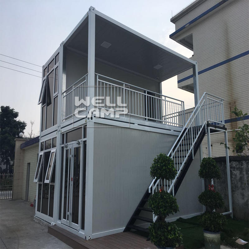 Wellcamp flat pack container luxury double glasses  coffee shop and hotel village flat stacks containers