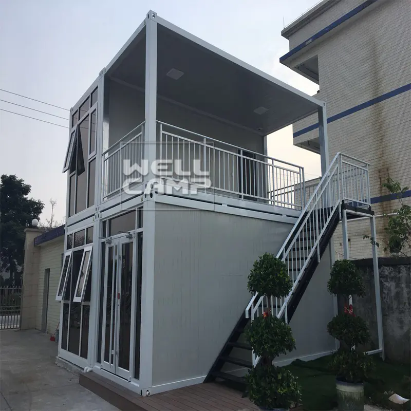 Wellcamp flat pack container luxury double glasses  coffee shop and hotel village flat stacks containers