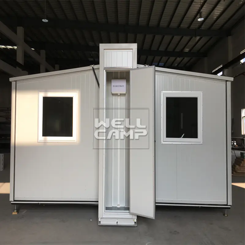 China Wellcamp expandable container house folding container bungalow building 5 mins easy installation