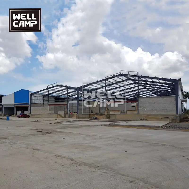 Customized steel structure workshop prefab steel construction building with one meter concrete