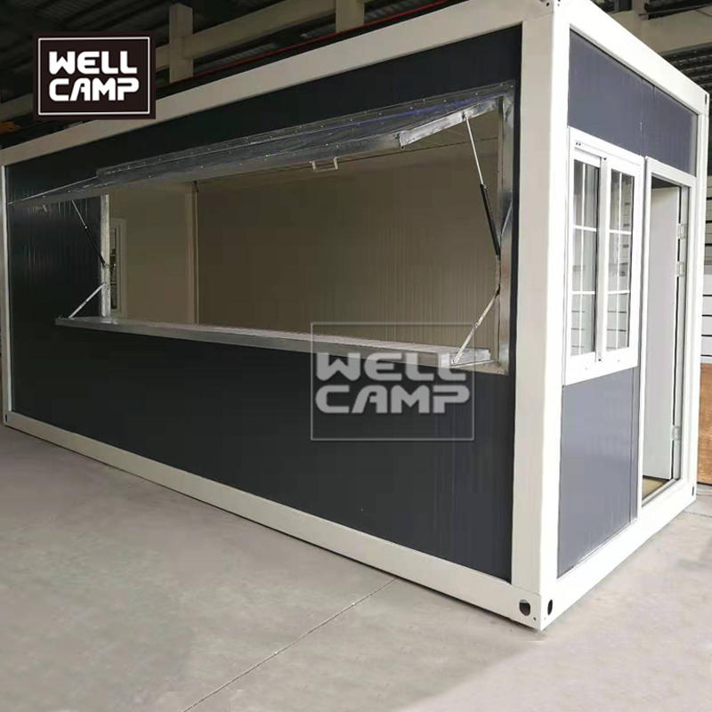 Wellcamp mobile container shop using by flat pack container homes simple sandwich panel prefabricated house