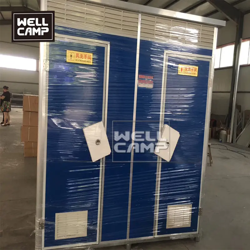 Tiny prefab portable toilet 5 units connection recyclable box for restroom sitting toilet and squatting toilet for sales
