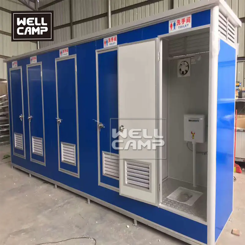 Tiny prefab portable toilet 5 units connection recyclable box for restroom sitting toilet and squatting toilet for sales