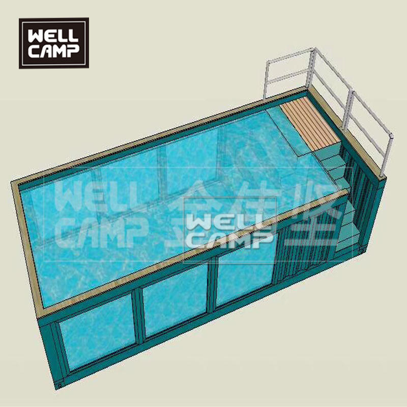 Shipping container swimming pool in prefab houses shipping container home 40 feet high quality steel structure frame