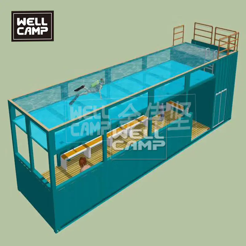 Shipping container swimming pool in prefab houses shipping container home 40 feet high quality steel structure frame