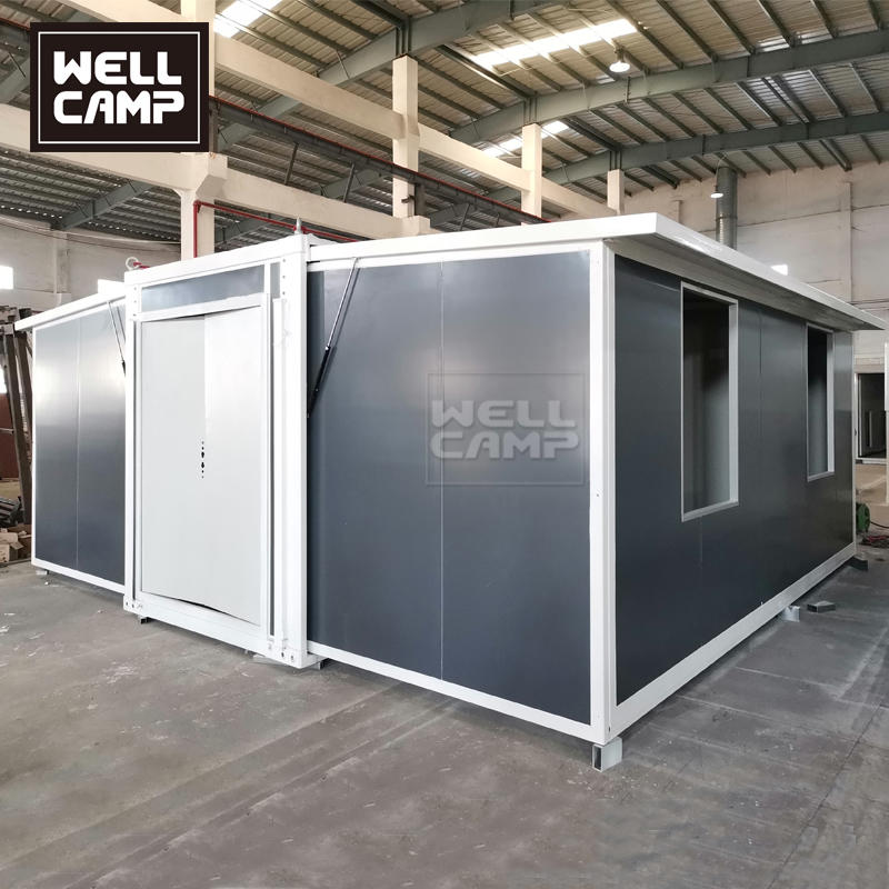 Tiny Prefab Living Folding Expandable Container Home With Trailer Wheels