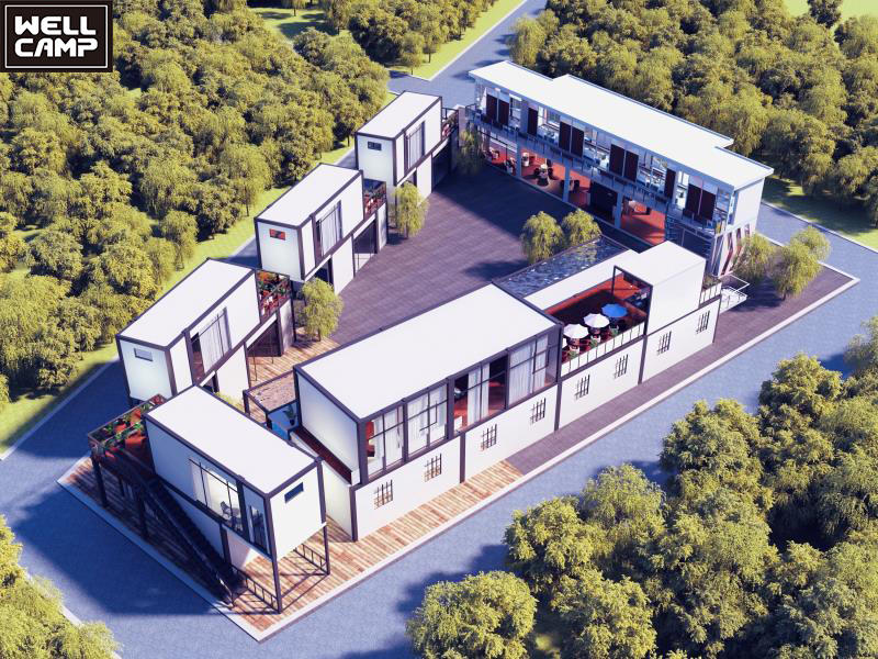 WELLCAMP Prefab Flat Pack Container Resort Houses Steel Structure House With High Quality