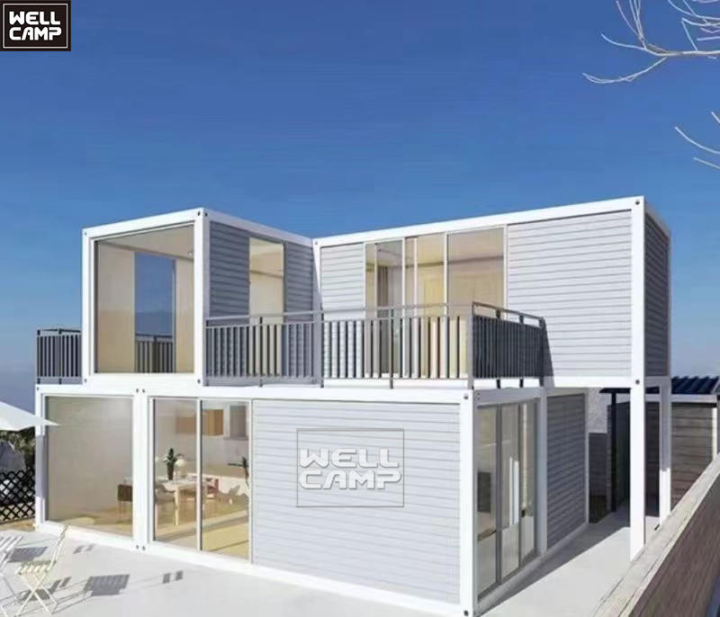 Luxury glass detachable container prefab shop mall flat pack container house modern home office with high quality