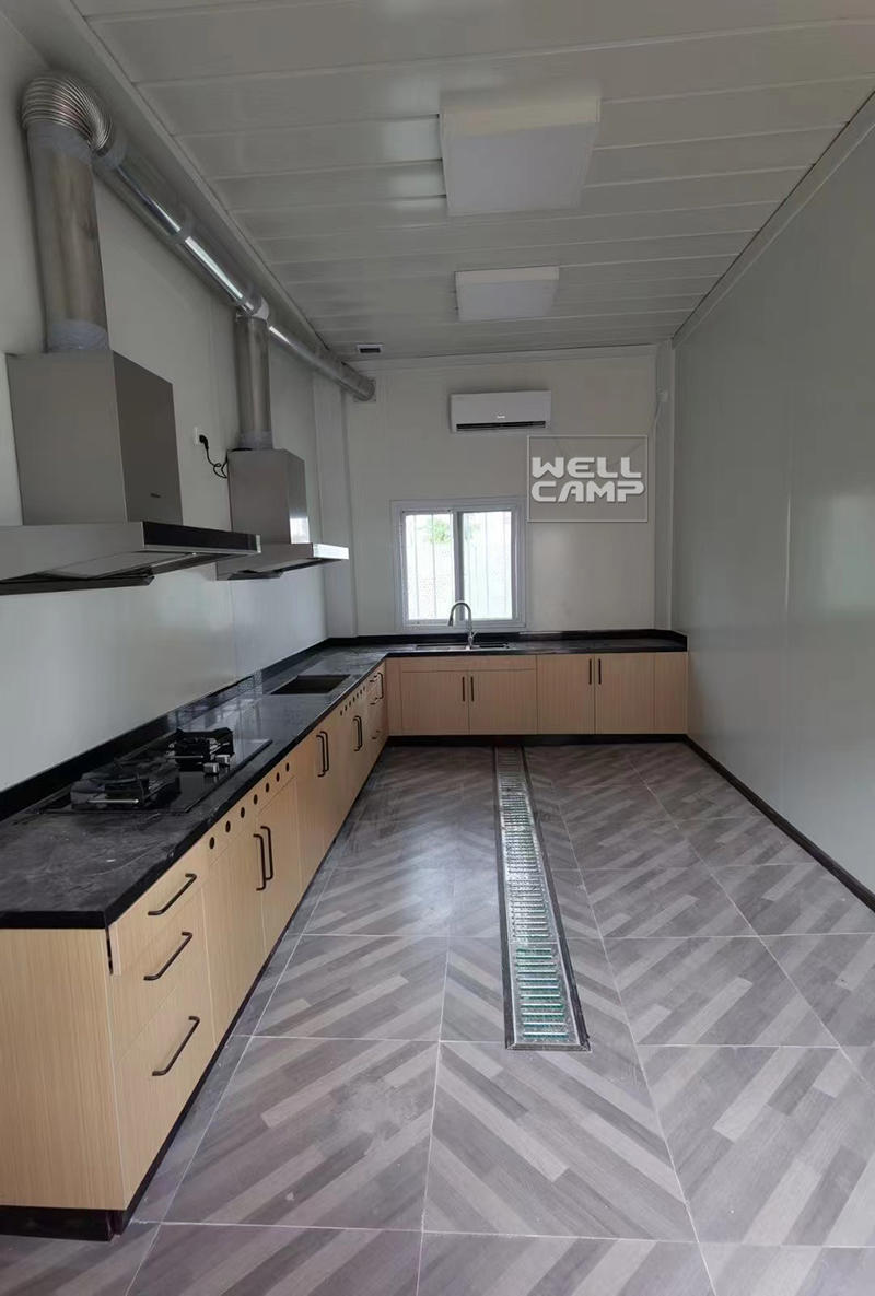 WELLCAMP prefabricated home china manufacturer flat pack container house prefab office luxury detachable canteen kitchen