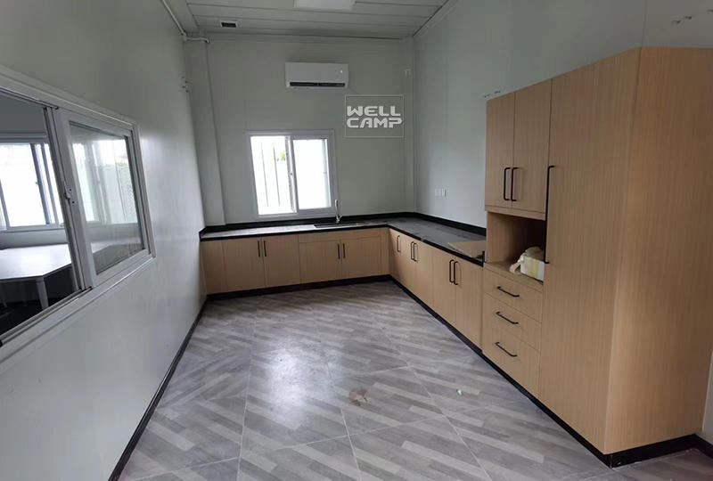 WELLCAMP prefabricated home china manufacturer flat pack container house prefab office luxury detachable canteen kitchen