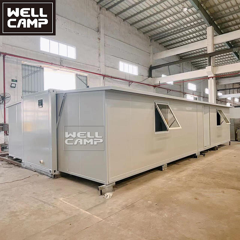 WELLCAMP 40ft expandable container house three rooms two bathrooms easy to install firm durable foldable prefab homes