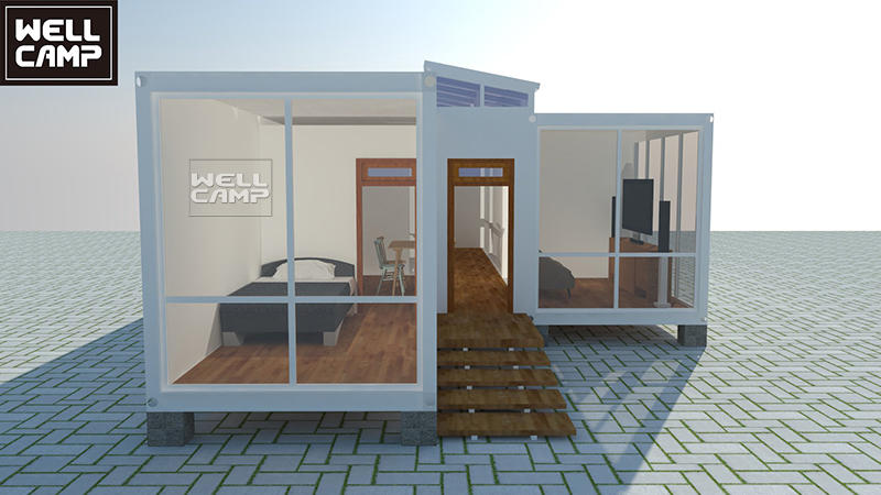 Luxury modern fiat pack container house with three rooms two bathrooms high quality durable prefab homes