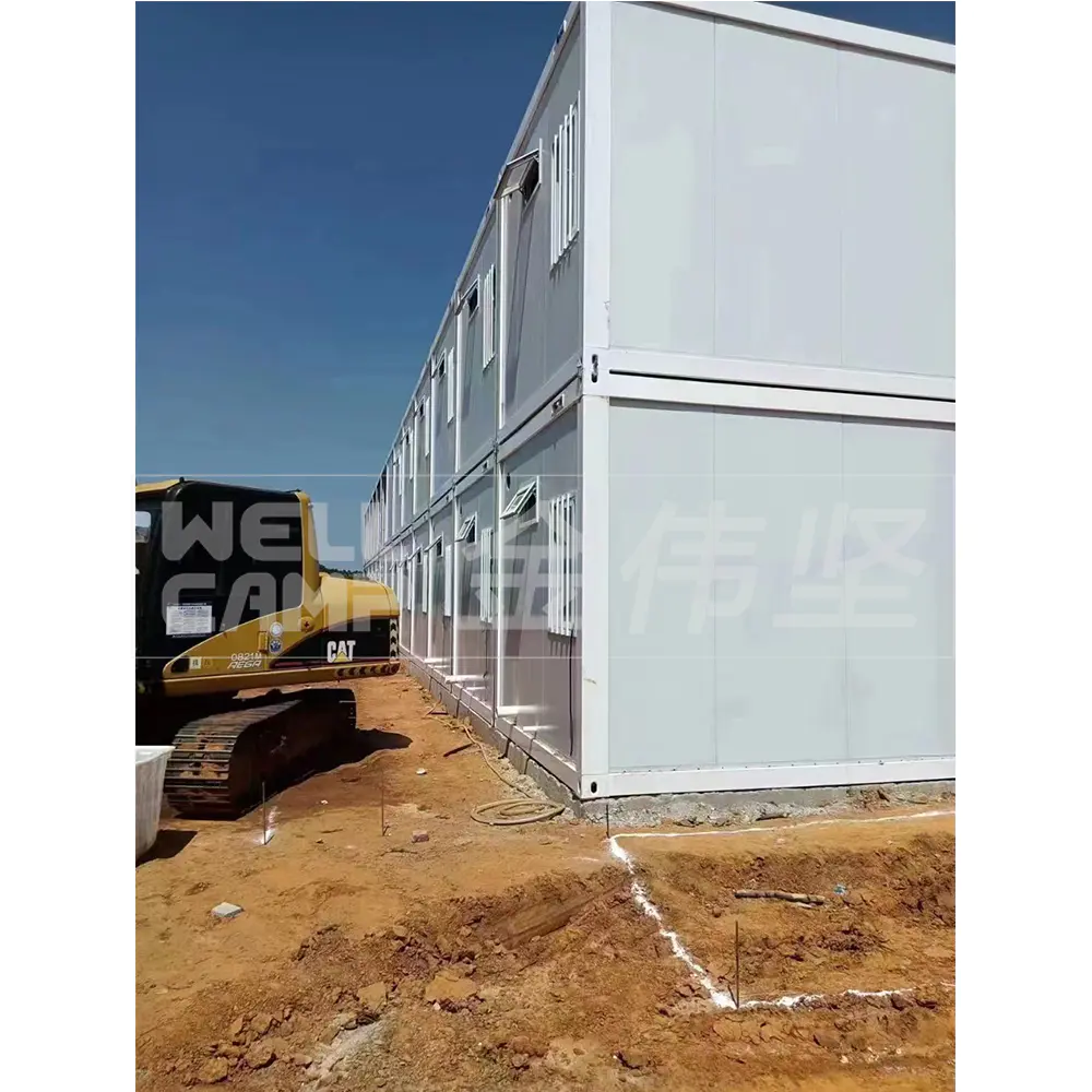 Luxury modern double storey Flat Pack Container Office Glass House  with  customized